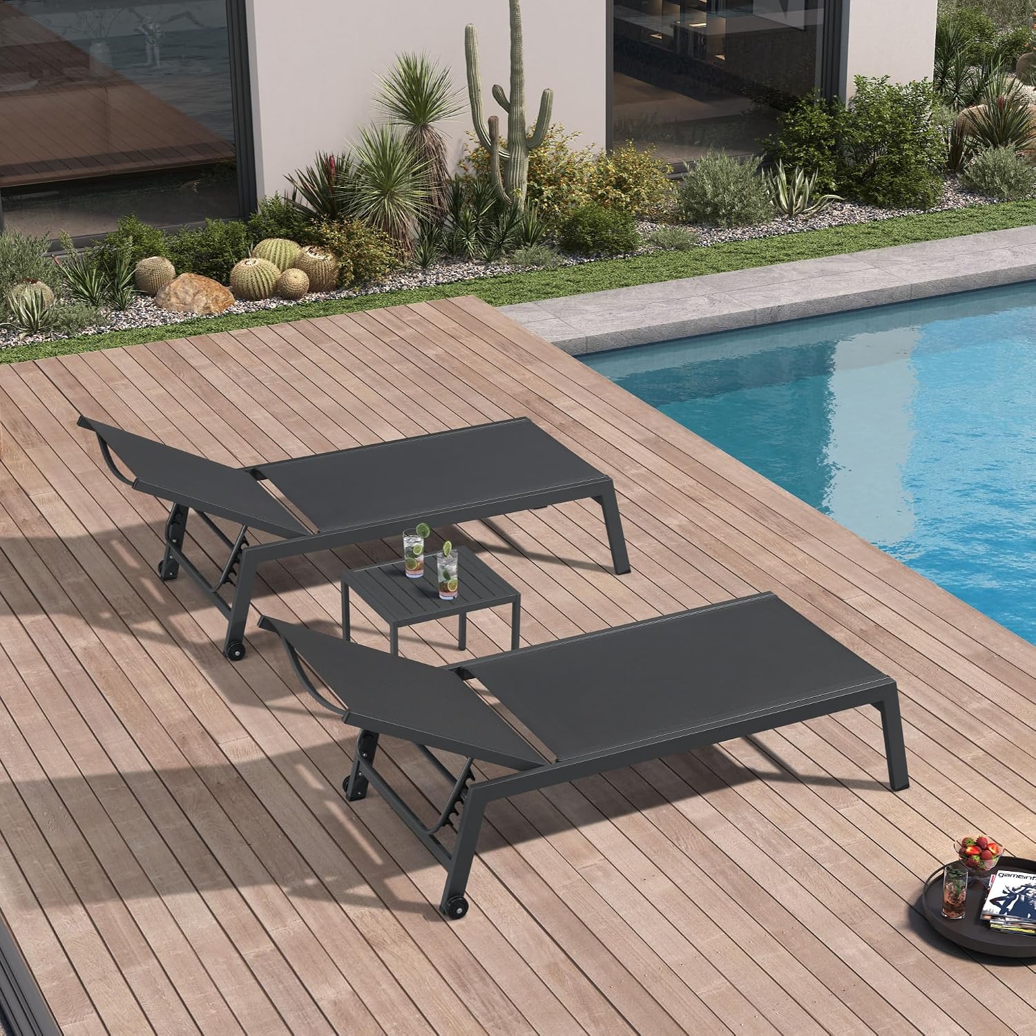 Outdoor Furniture Lounge Set - Chaise longue de patio large, ensemble