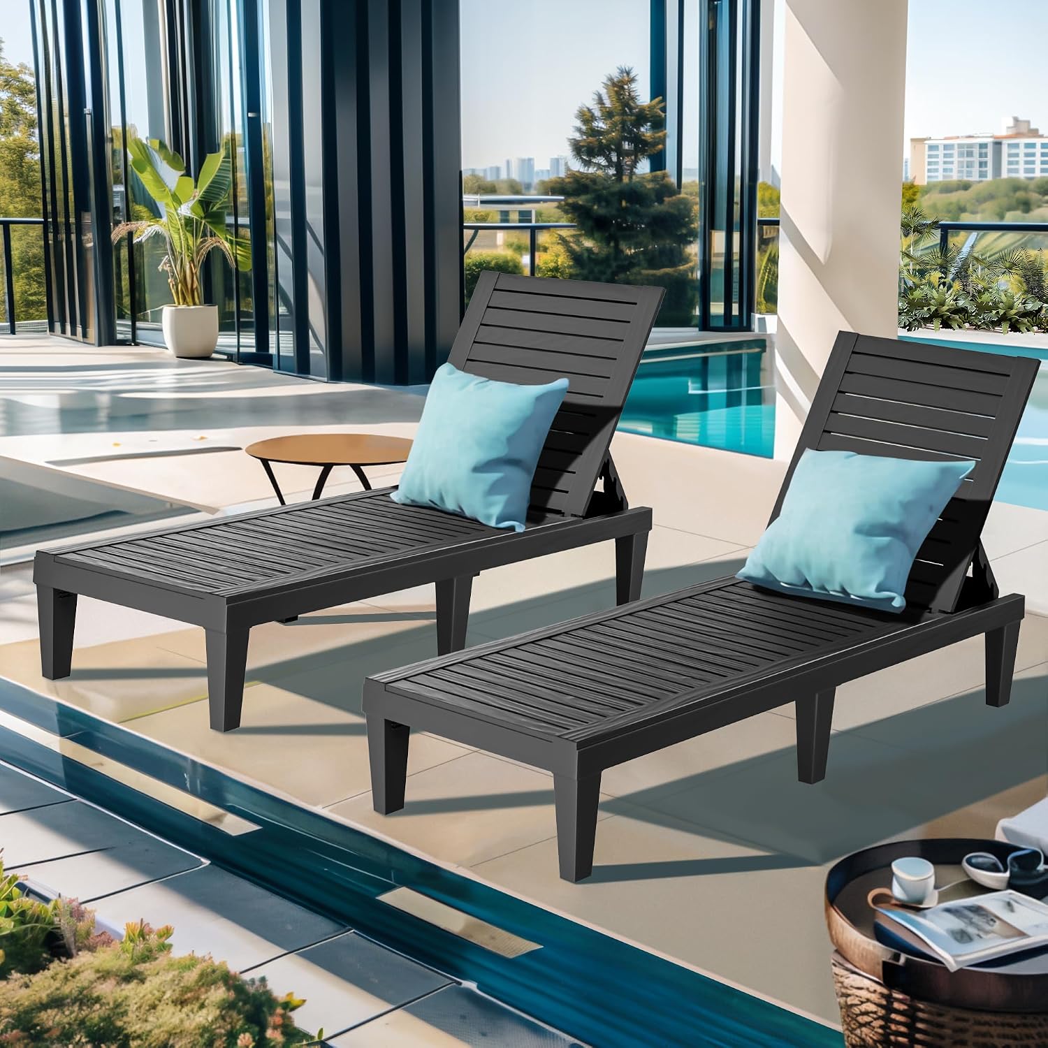 Ensemble de 4 chaises longues  - Outdoor Furniture Lounge Set avis et prix